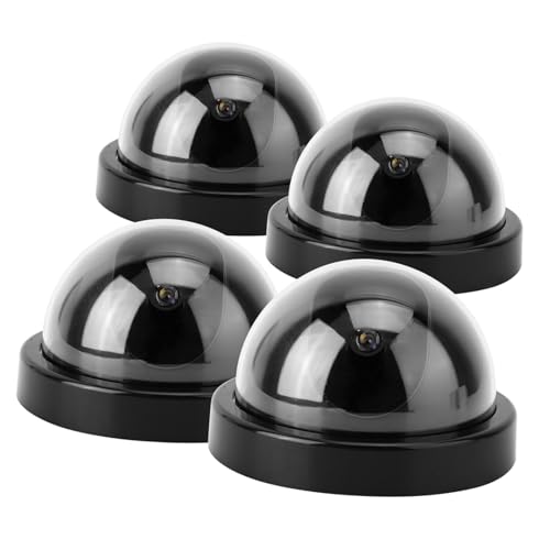 Fake Dome Camera 4pcs Dome Simulation Camera CCTV Dummy Fake Security Camera with Flashing Led Light (Black)