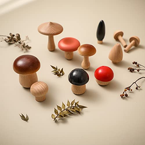 Wooden Mushrooms Decor Toy Mushroom Decor Aesthetic Party Decorations Natural Wooden Mushrooms for Arts & Crafts Projects Decoration(11 Pieces)