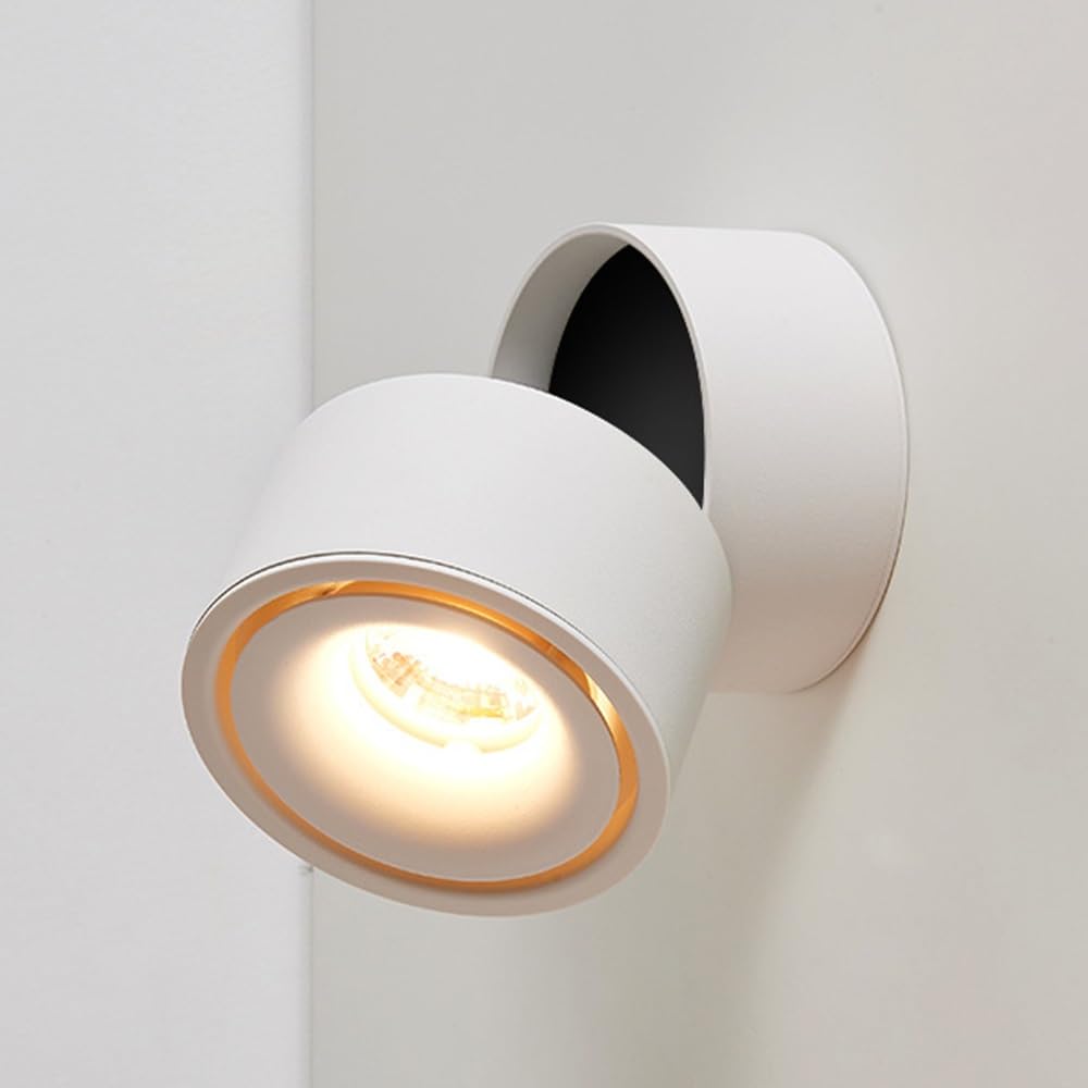 SXWNBIFH Adjustable Rotatable Wall Sconce Cylindrical Wall Light, 6000K Cool White LED Wall Lamp, Aluminum Focus Accent Wall Mount Light for Indoor Art Display & Daily Lighting(White)
