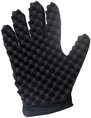 Curl Sponge Glove for Hair Fashion Curls Coil Magic Tool Wave Barber Hair Brush Sponge Gloves 2 pcs (Black)