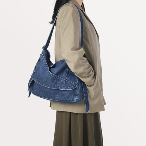 Denim Shoulder Bags for Women Retro Jean Hobo Purse With Adjustable Strap Large Tote Handbags4