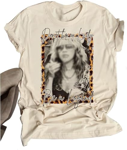 Vintage Rock Band T Shirt Women Concert Graphic Tees Funny Throwback Music Band Shirts Casual Retro Rock Tee Shirt Apricot