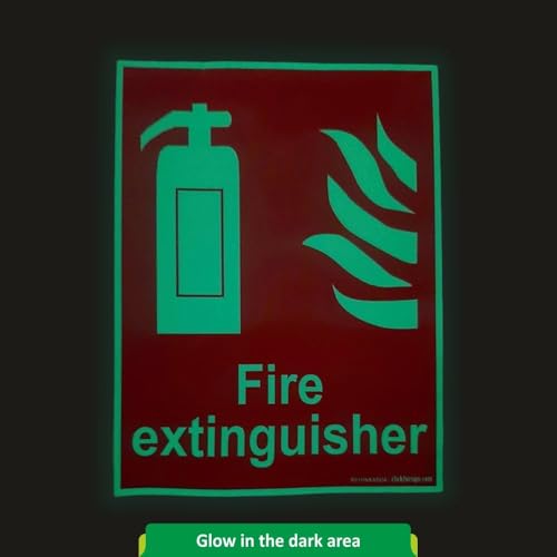 Image of GADGETS WRAP Glow in The Dark Fire Extinguisher Fire Equipment Self Adhesive Vinyl Sticker Sign for Walls and Doors (200 x 150 mm) (Pack of 4)