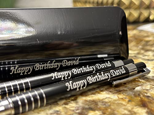 2 x Personalised Deep Engraved Custom Aluminium Limited Edition Dublin writing Set Pen + Mechanical Pencil + Steel Gift Box | Design A Truly Unique Present | Laser Engraved - Black