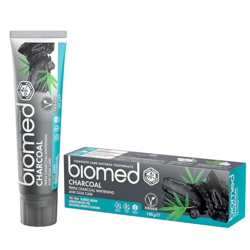 Biomed Triple Charcoal 98% Natural Whitening Toothpaste | Gum Care Bamboo Charcoal | Vegan SLES Free 100g