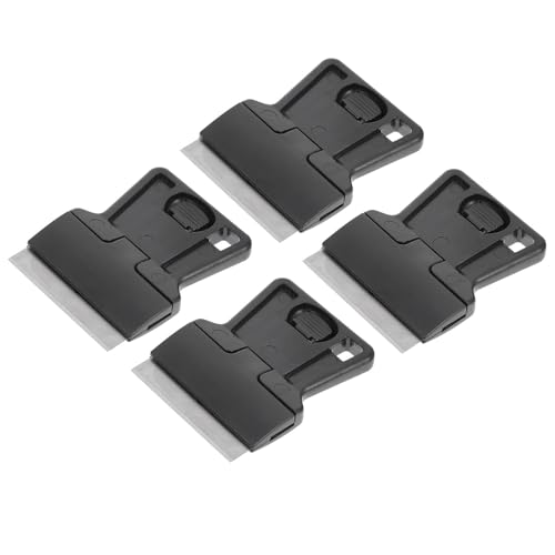 FOMIYES Espátula para Ventanas de Plástico 4 Piezas Cuchillas Reemplazables, Raspador Multiusos para Eliminar Pegatinas y Residuos en Superficies Lisas, Herramienta Ligera y Portátil
