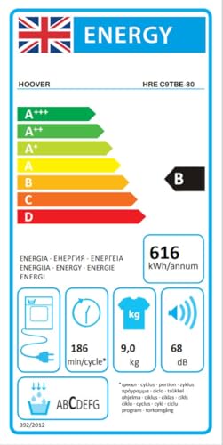 Hoover H-DRY 350 Freestanding Condenser Tumble Dryer, 9 Kg, Class B, Wi-Fi & Bluetooth, Four Drying Levels, Aquavision & Advanced Care, White, 59.6x60.4x85 cm - HRE C9TBE-80 - Image 8