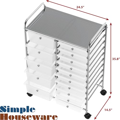 Simple Houseware CB-11L-H Utility Cart With 15 Drawers Rolling Storage Art Craft Organizer thumb #2