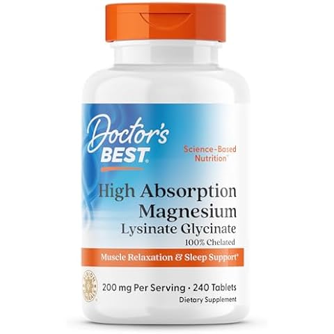 Doctor's Best High Absorption Magnesium Glycinate Lysinate, 100% Chelated, Non-GMO, Vegan, Gluten & Soy Free, 200 mg, 240 Count Cover