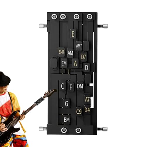 アコースティックギター用コードプレッサー - ギター補助コードトレーナー フォークギター 歌唱 初心者向けコード練習 自動弦押さえ ワンボタンコードマシン ギタートレーナー - レッスンや練習用の携帯型ツールアクセサリー バンドスタジオ 学習 家庭での演奏
