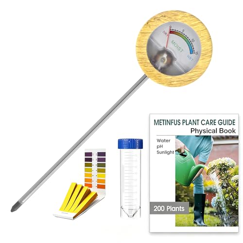 METINFUS Soil Moisture Meter - Included 200+ Plants Care Guide,