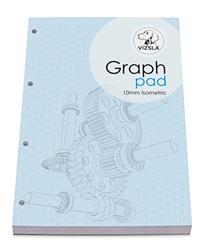 Almohadilla Vizsla A4 Graph, 10 mm isométrica con tapa, papel de 80 g / m2, 175 hojas por almohadilla, paquete de 3