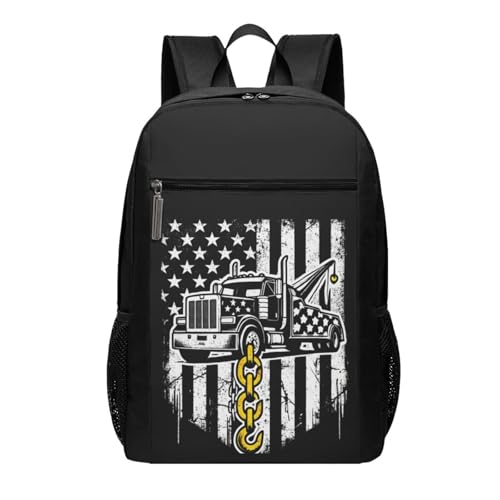 Usa Thin Yellow Line Flag Tow Truck Driver Backpack 17 Inch For Travel Laptops Backpack