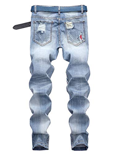 Men's Streetwear Distressed Washed Stretch Ripped Biker Jeans Denim Pants2