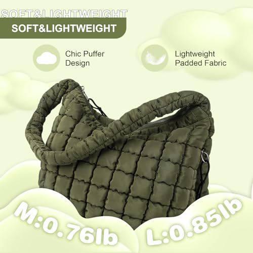 Image of Quilted Puffer Tote Bag Purse Puffy Crossbody Shoulder Bag,Lightweight Nylon Hobo Bag Puffer Carryall Bag for Women Girl