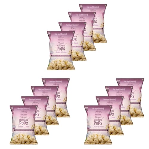 Image of Khari Foods Premium Flavoured Makhana 25g, Crunchy & Roasted Makhana Pops, Protein Source, Fibre Rich, No Palm Oil, Gluten Free (Cream & Onion Pack 4) (Pack of 3)