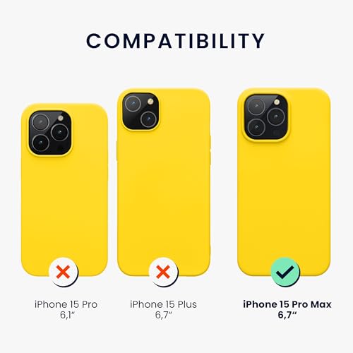 kwmobile Case for iPhone 15 Pro Max Case - Soft TPU Silicone Cover - Radiant Yellow - Image 2