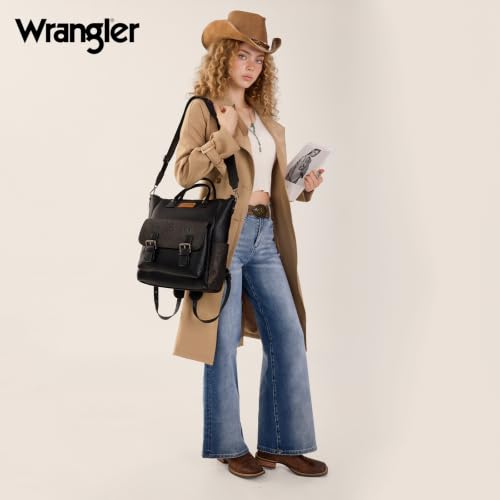 Image of Montana West Wrangler Backpack Purse for Women Medium Convertible Shoulder Bag with Crossbody Strap for Travel Work WG175-9110-1BK