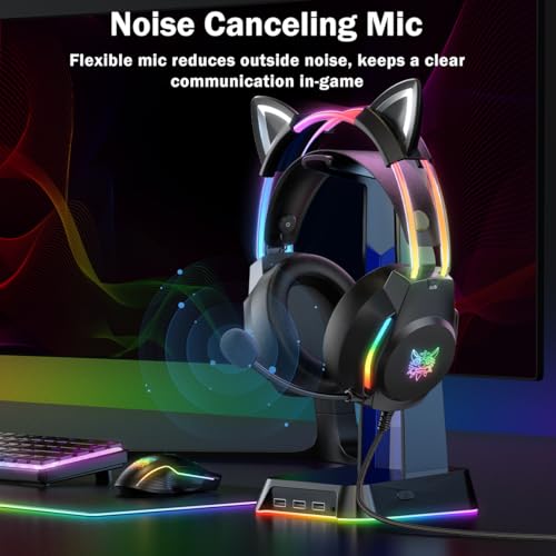 ONITOON Gaming Headset with Microphone, Cat Ear Headphones X26 の商品画像 3