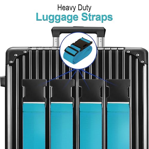 Image of Luggage Straps for Suitcases TSA Approved Travel Belt 8 Pack by Chelmon (Sky Blue)