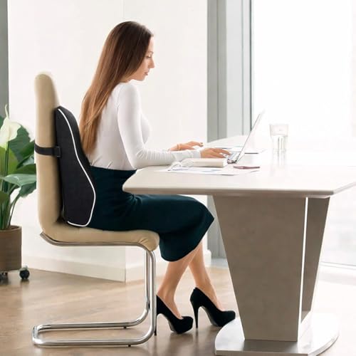 Image of Grin Health SitRight Backrest Cushion with Full Lumbar Support for Office Chair | High-Density Ortho Responsive Memory Foam | Orthopedic Lumbar Back Rest for Back Pain Relief - Ergonomic Chair Cushion