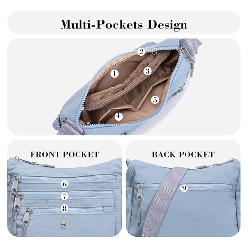 Image of AOCINA Nylon Crossbody Bags for Women Multi Pocket Cross Body Purses