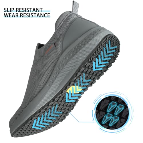 Image of Men's Non Slip Work Shoes Restaurant Waterproof Chef Shoe for Kitchen Hospital Slip-Resistant Air Cushion Sneakers with Easy-Clean Modern Design Breathable Lightweight