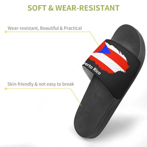 Puerto Rico Flag Map Retro Slippers Shower Slipper In-Door Slipper Quick Drying Non-Slip Bathroom Pool Woman Man PVC3