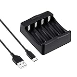 HAOHIYO USB AA AAA Battery Charger - 4 Bay Individual Battery Charger with Fast Charging Function...