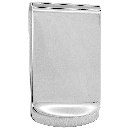 Sterling Silver Money Clip Plain Wide Closed Back Italy 1 X 1 3/4 inch
