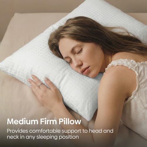 Image of haus & kinder Bed Pillow Set of 2 | Soft Fluffy Fiber Pillows for Sleeping | Adjustable Filling, Breathable & Lightweight | Hotel Collection Sleeping Pillows for Adults | 43 x 69 cm