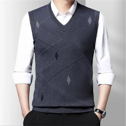 Men’S Thickened Warm V-Neck Knitted Sweater Vest Business Casual Sleeveless Pullover Tank Top4
