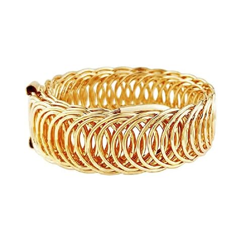 Gold Plated Cuff Bracelets with Large Clasp Stretch Asymmetric Wide Side Ball Handcuffs Wrist Bracelet for Women Girls Simple Fashion Jewelry, Platinum Cover