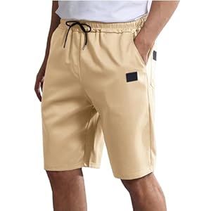 Kurze Hosen Herren Sommer Shorts mit Kordelzug Stoffhose Kurz Bermuda Chino Shorts Gummibund Freizeithose Kurz Sommerhose Sporthose Gym Strand Shorts mit Taschen für Herren