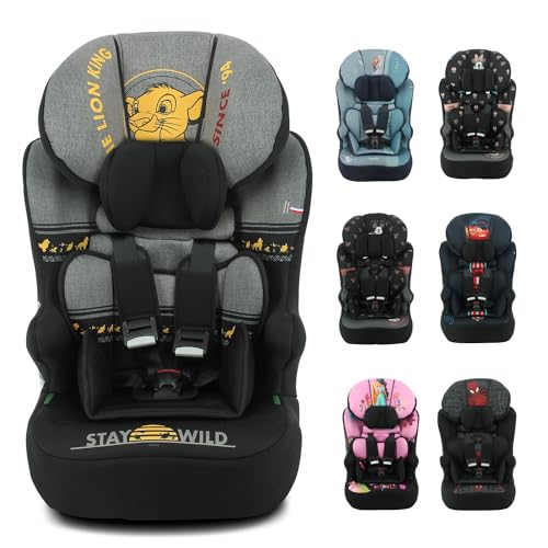 Nania - Siège auto ceinturé RACE I 76-140 cm R129 i-Size – Pour les enfants de 3 à 10 ans - Appuie-tête réglable en hauteur - Base inclinable - Fabrication Française (Roi lion)