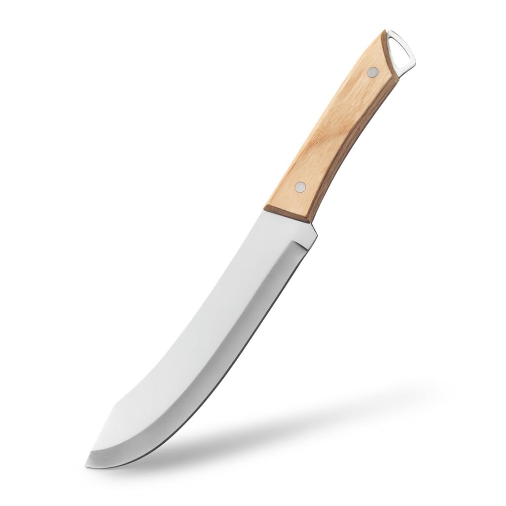 Machado Serbian Pakka Wood Rivet Fixed Chef Skinning Knife, Kitchen Knives Full Tang High Carbon Stainless Steel for Cut