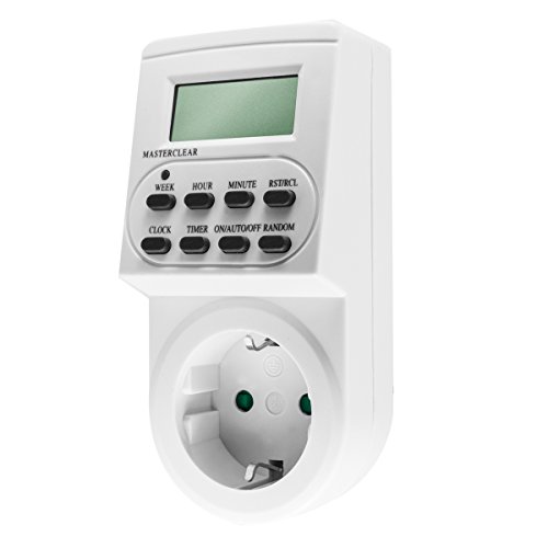 Preisvergleich Produktbild Digitale Zeitschaltuhr 3500W - 10 Schaltprogramme - 16 Verschiedene Wochentagkombinationen - 12 oder 24-Stundenanzeige - Steckdose mit Kindersicherung