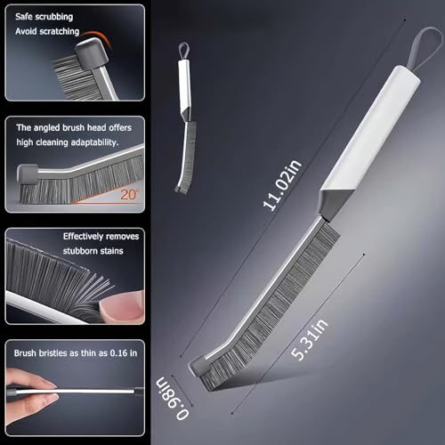Image of 9-Piece Crevice Cleaning Brush Set, Hard Bristle Gap Scrubber Tools, Stiff Nylon Detail Brushes for Window Tracks, Bathroom Grout, Blenders & Kitchen Sink Detailing, Zero Cross-Contamination