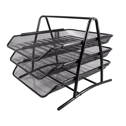 Reviews de Organizadores de documentos - solo los mejores. 46 Kishnell Organizador Escritorio Charola Metalica Seprarador de Documentos De Malla Mesh 3 Niveles Negro