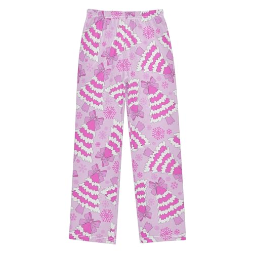 Boys' Pants Pink Doll Christmas Tree Bow Long Bottoms Jogger Pants Elastic Waist Trousers with Pockets S-XL