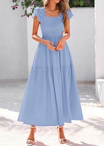 Image of KIRUNDO Smocked Summer Midi Dresses for Women 2026