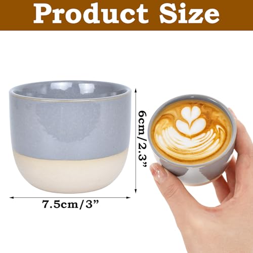 DecorDwell 4 Handless Espresso Cups 150 ml, Stoneware Ceramic, Perfect for Espresso, Mocha, Macchiato, and Tea - Image 2