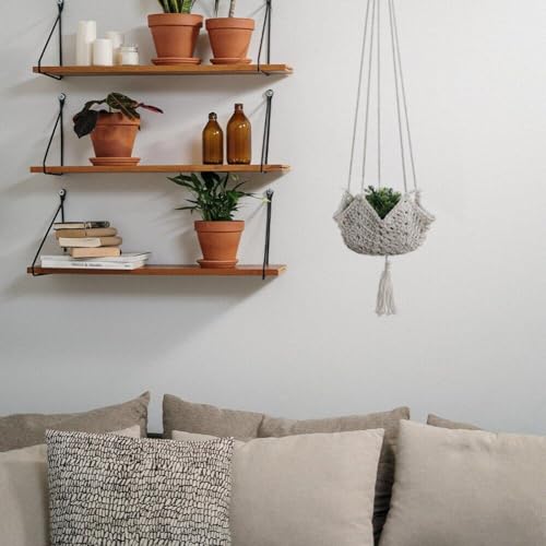 Cintre de plante en macramé : panier de fleur suspendu tissé main durable - 3