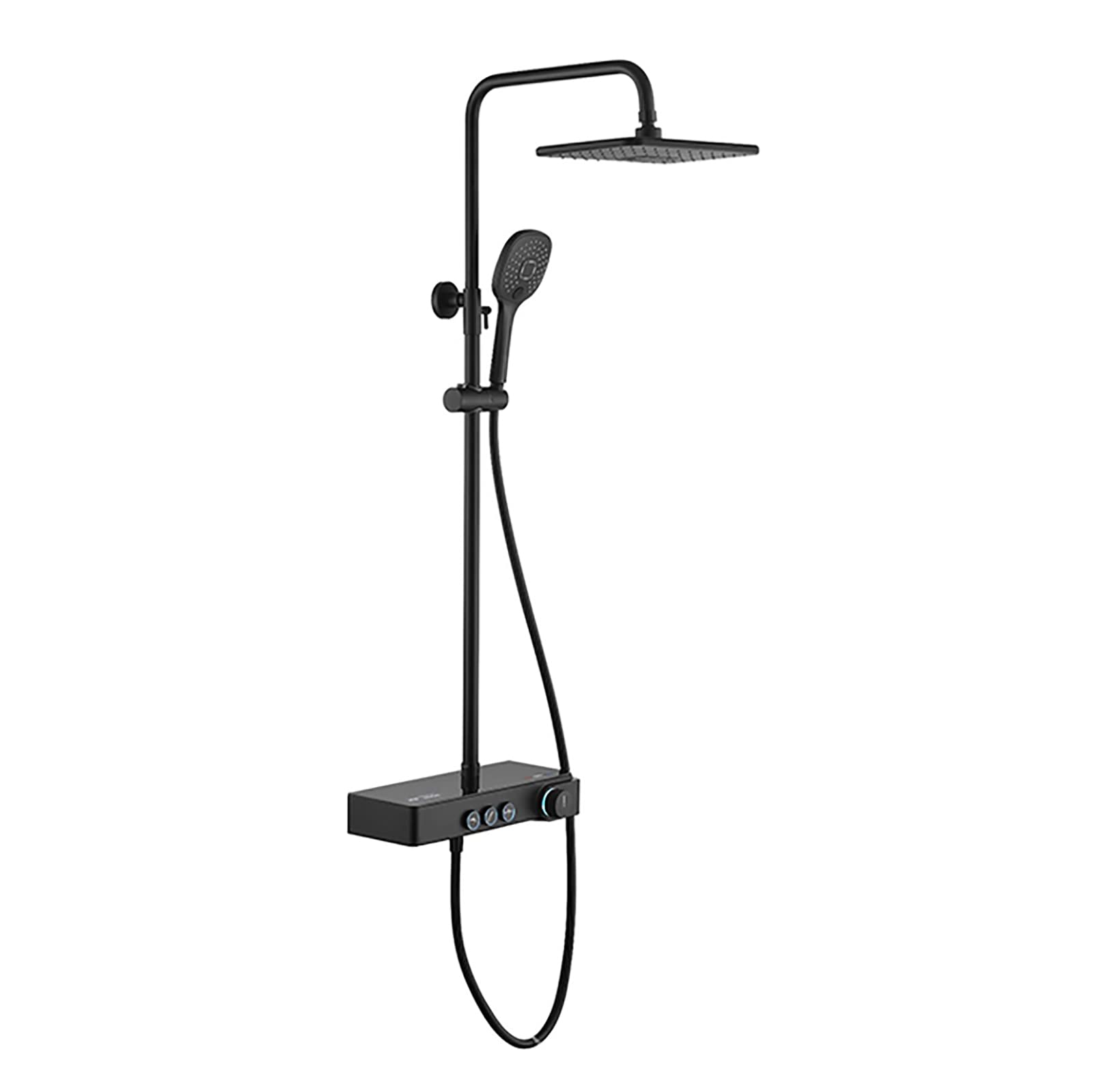 WOTZOV Shower System Wall Mounted Faucet Set Black Combo 12 Inches Rain Head With Tub Spout, Handheld Mixer
