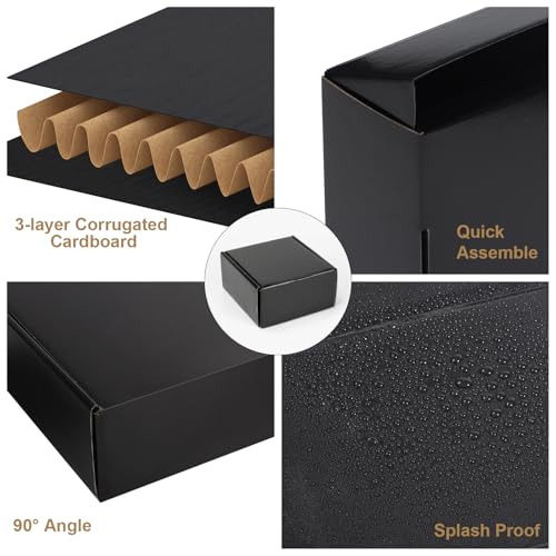 Image of ZBEIVAN 4x4x2 Black Shipping Boxes Set of 50, Corrugated Cardboard Mailer Boxes for Packaging Small Business Mailing Gifts