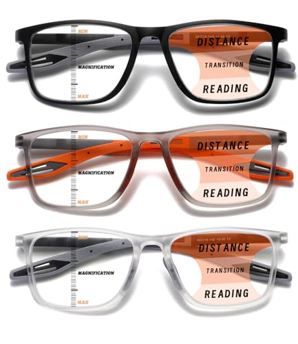 Image of Hubeye TR90 Progressive Blue Light Blocking Reading Glasses,Cheaters Reders | Ultralight Sports Style, Adjustable Hinges, Progressive Multi-Focus, Distance and Reading, Computer Work, Daily Use