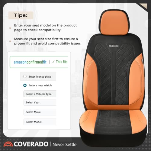 Image of Coverado Car Seat Covers Front Seats, BrownSeat Covers 2-Pack, Breathable Automotive Seat Protectors, Driver Seat Covers Universal Fit for SUV, Truck, Vans, Sedan