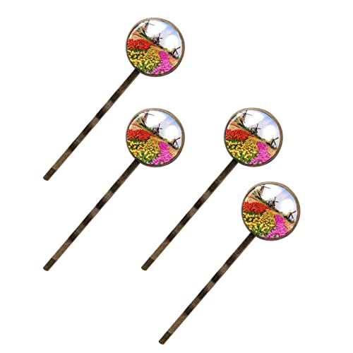 Épingles à cheveux femme fleurs et moulin à vent - Barrette chignon et accessoire coiffure
