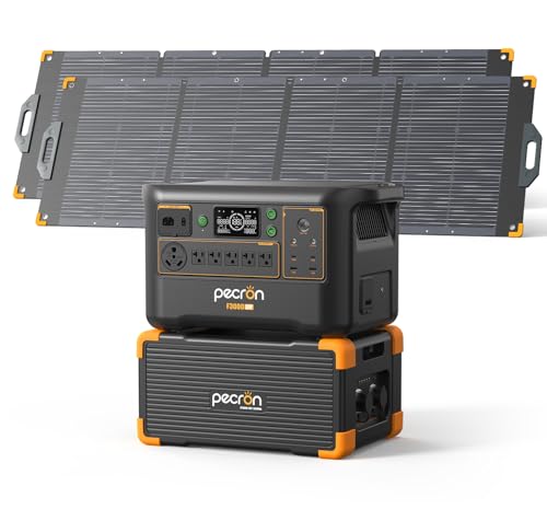 Image of Pecron Portable Power Station F3000LFP with 3840Wh Extra Battery, 200W Solar Panel*2, 3072Wh Solar Camping Generator, 3600W Solar Generator for RV, Home Use, CPAP
