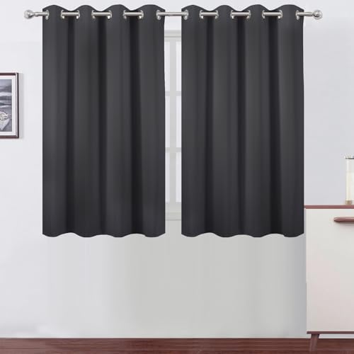 Image of LEMOMO Dark Grey Thermal Blackout Curtains /52 x 45 Inch /Set of 2 Panels Room Darkening Curtains